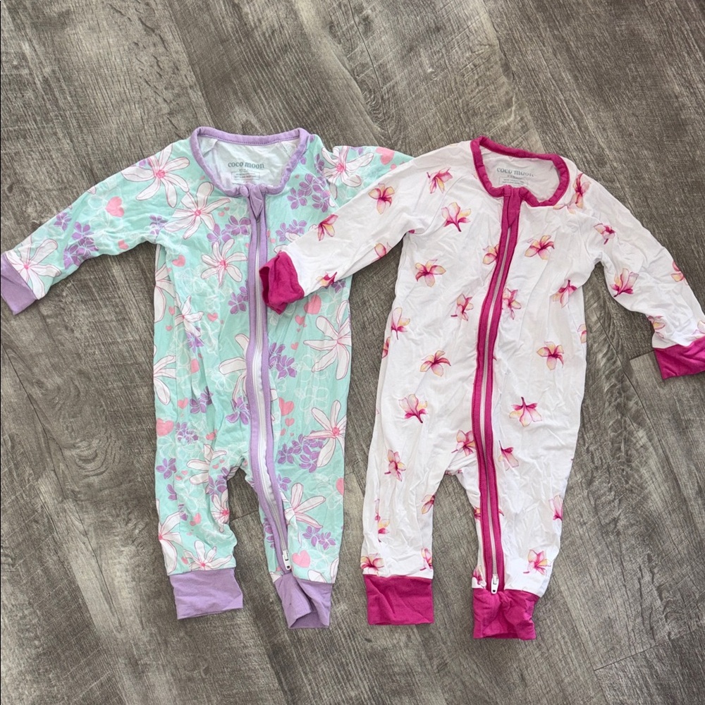 Lot 2 Cocomoon long sleeve baby zip up coveralls 0-3M
